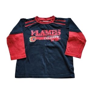 Calgary Flames Kids Long Sleeve Shirt - Black and Red